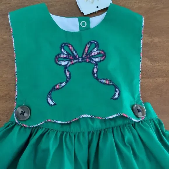The Beaufort Bonnet Girls Brady Button-In Dress-Kiawah Kelly Green - Picture 4 of 6